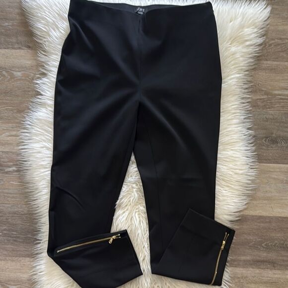 LOFT Stretch Black Track Pants with Gold Zipper Size 10 - Picture 3 of 12
